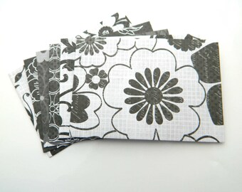 Wit en zwart enveloppen - Set van 6 - handgemaakte enveloppen, geld enveloppen, kaarten enveloppen, zwart wit, geometrische, bloemen, rozen. Elegante