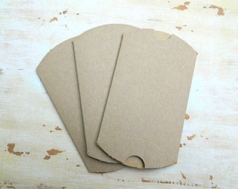 10 Small Brown Kraft Pillow Boxes - 3 1/4 x 3 x 1 inches - Favor Packaging - Wedding Favor Boxes - Small Favor Box - Jewelry Boxes, Gift Box