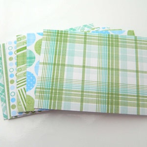 Sobres de papel - sobres Mini hecha a mano. Conjunto de 6 - sobres de nota de agradecimiento. Blanco azul verde figuras sobres, Bachelor Party Favor