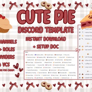 Modèle de serveur Discord Cute Pie - Modèle de serveur Discord pour les nouveaux utilisateurs Discord, installation mignonne et facile, pack Discord Divider