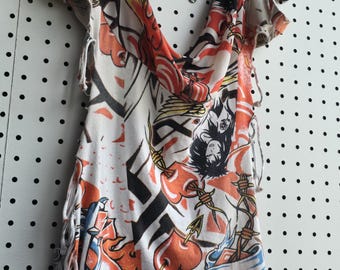 Vintage "Rosey" Tattoo Girl T-Shirt: Custom Cut & Sheer Panel