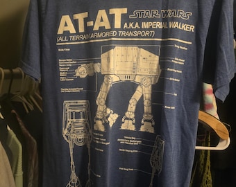 Star Wars AT-AT Blueprint T-Shirt | Imperial Walker Schematic Tee | Sci-Fi Graphic Shirt | Minimalist Nerd Streetwear
