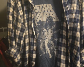 Vintage Style Star Wars Graphic T-Shirt | Darth Vader Luke Leia Tee | Classic Movie Shirt | Unisex Medium Sci-Fi Streetwear