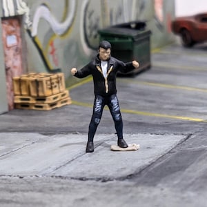Tough Guy Miniature 1:64 Scale Rockabilly Man | Vintage Biker Look |Rockabilly Male Tough Looking for Diorama Scenes and Model Displays 1/64