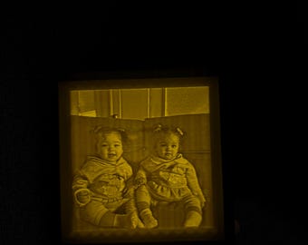 Lampada in litofania stampata in 3D / Luce personalizzata con foto di famiglia / Luce notturna ricordo di matrimonio