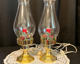 Vintage electric Christmas hurricane candle lamps