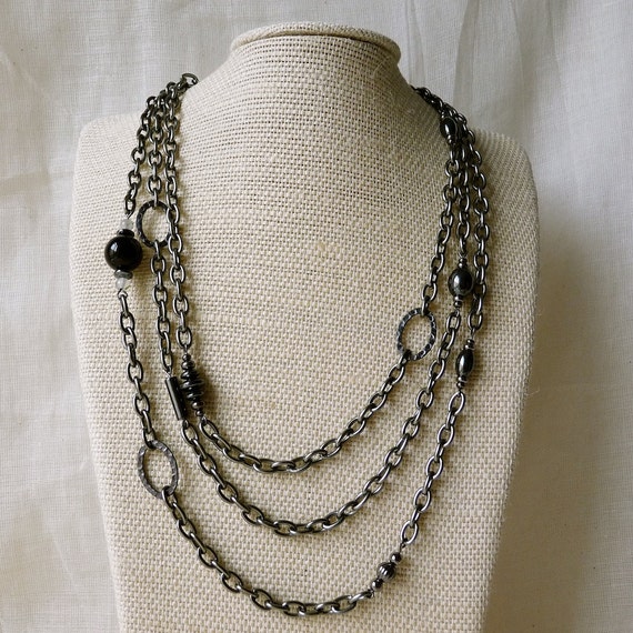 Items similar to Accessorized Multi-Strand Gunmetal Necklace on Etsy
