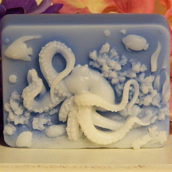 octopus soap glycerin soap shea butter or goats milk glycerin scented in Sangria ocean life sea life kraken My Little Soap Shop special soap