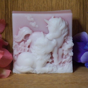 Unicorn soap mother and baby beautiful glycerin soap you choose color scented in Cranberry mom garden mothers day gifts soap bars image 1