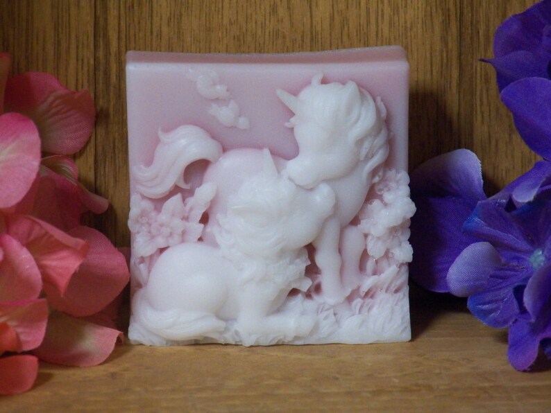 Unicorn soap mother and baby beautiful glycerin soap you choose color scented in Cranberry mom garden mothers day gifts soap bars image 1