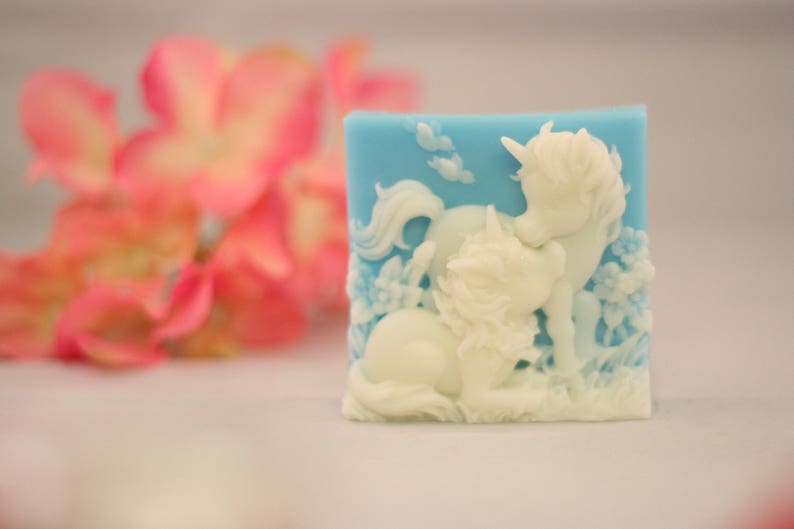 Unicorn soap mother and baby beautiful glycerin soap you choose color scented in Cranberry mom garden mothers day gifts soap bars image 6