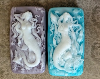 mermaid soap scented in Pineapple Jasmine ocean sea life fish bar soap shea or clear