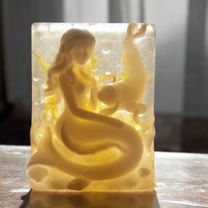 gorgeous mermaid and seal calendula honey soap handmade soaps sea soaps flower petals botanicals honey soap ocean sea florals deep sea life image 1