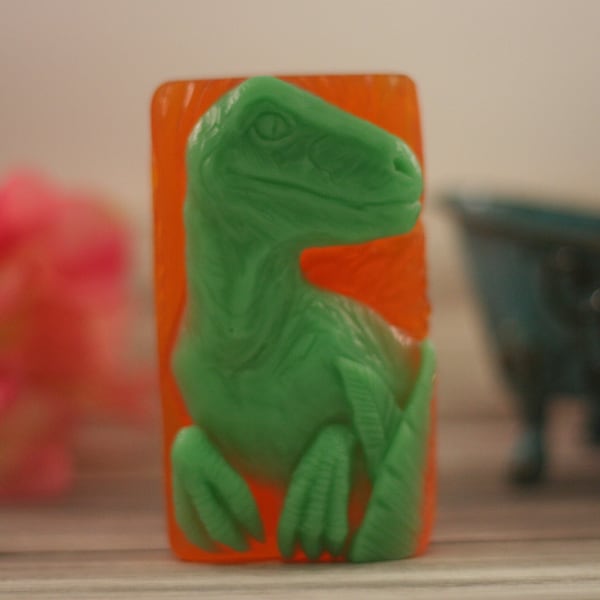 dinosaur soap raptor decorative beast goat dino boys kids party birthday gift favor prehistoric green lizard My Little Soap Shop soaps love