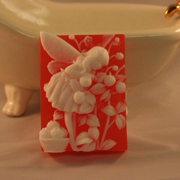 strawberry fairy soap glycerin soap fairy decorative soap cranberry seeds fae fairies garden scented in Magnolia soapy love joy