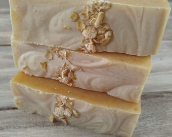 Goat's Milk Oats & Honey soap unscented soap a fragrance free soap goat milk oats honey no scent added plain natural soap scrubby soap bars