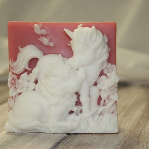 Unicorn soap mother and baby beautiful glycerin soap you choose color scented in Cranberry mom garden mothers day gifts soap bars image 4