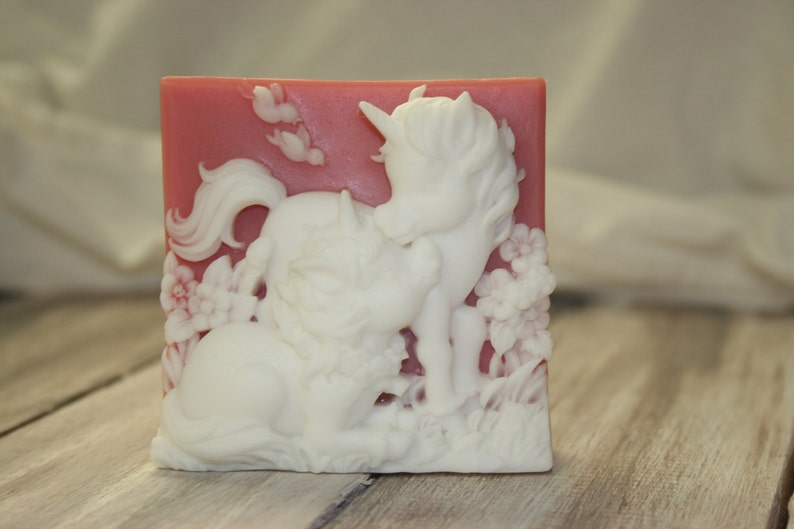 Unicorn soap mother and baby beautiful glycerin soap you choose color scented in Cranberry mom garden mothers day gifts soap bars image 4