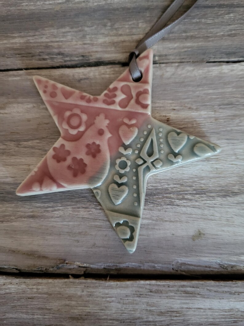 Ornaments Pottery Star Cat Heart Christmas Tree Glazed Ceramic