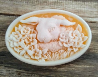 bunny soap Easter rabbit flowers oval soap goat gift easter basket sunday Sweet Pea animals friends handmade fluffy bunnies cute adorable