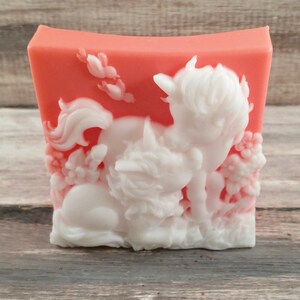 Unicorn soap mother and baby beautiful glycerin soap you choose color scented in Cranberry mom garden mothers day gifts soap bars image 7