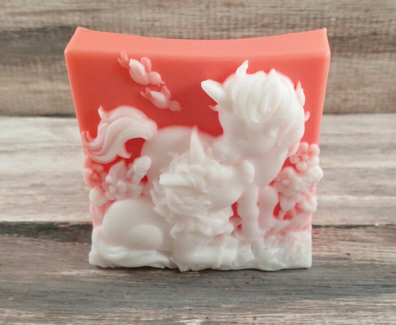 Unicorn soap mother and baby beautiful glycerin soap you choose color scented in Cranberry mom garden mothers day gifts soap bars image 7