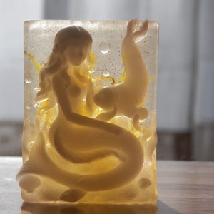 gorgeous mermaid and seal calendula honey soap handmade soaps sea soaps flower petals botanicals honey soap ocean sea florals deep sea life image 2