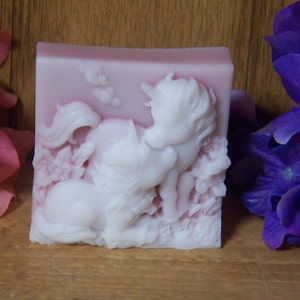 Unicorn soap mother and baby beautiful glycerin soap you choose color scented in Cranberry mom garden mothers day gifts soap bars image 3