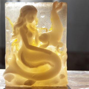 gorgeous mermaid and seal calendula honey soap handmade soaps sea soaps flower petals botanicals honey soap ocean sea florals deep sea life image 3