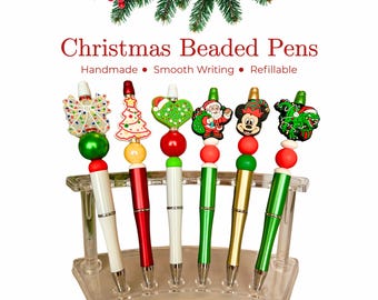 Kerstpennen met kralen • Pennen voor de feestdagen • Perfecte vulpennen • Kerstman-, boom-, Mickey- en Grinch-pennen • Handgemaakte kerstpennen