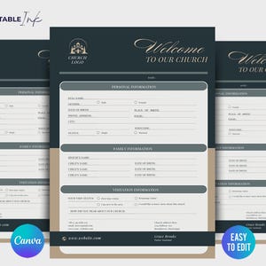 Church Welcome Form Template | DIY Editable Canva Design for Greeting Visitors & New Members. Church Registration Form, Member Signup