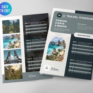 Travel Itinerary Template | Premium DIY Canva Printable Guide for Trip Itinerary, Travel Agent Planner, Holiday Honeymoon Vacation Planner