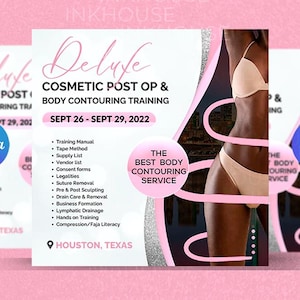 Post Op Body Contouring Flyer Template | DIY Premium Canva Design for Body Contouring, Medical Spa, Esthetician, Spa Price List,