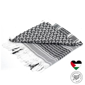 Authentischer palästinensischer Keffiyeh Schal - Kufiya Schal, gewebter Shemagh, arabischer Kopftuch, Vintage Hatta, Gesichtsbedeckung Bandana, Unisex Kofyah Maske