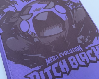 Laser Engraved 9-Pocket Card Binder - Pitch Black Mega Evolution Design- Morpecko