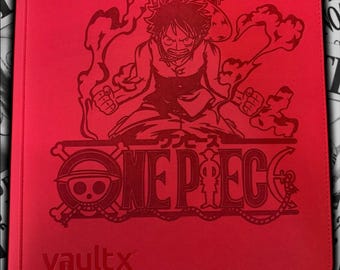 One Piece LUFFY - Custom made - Laser-engraved 12 pocket  binder - RED