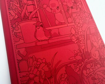 Charmander inspired - custom 4 pocket vault x red binder - laser engraved -