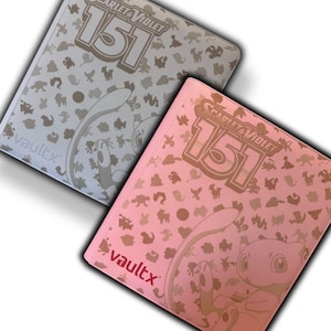 Pokemon 151 - Raccoglitore Vault X inciso al laser personalizzato - Solo rosa (12) S&V - Opzioni di colore disponibili