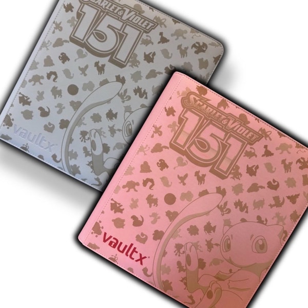 Pokemon 151 -Custom-Laser Engraved- Vault X Binder -Just Pink (12) S&V- colour options available