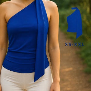 Minimalist Asymmetrical Scarf Top Sewing Pattern – Digital PDF, Beginner