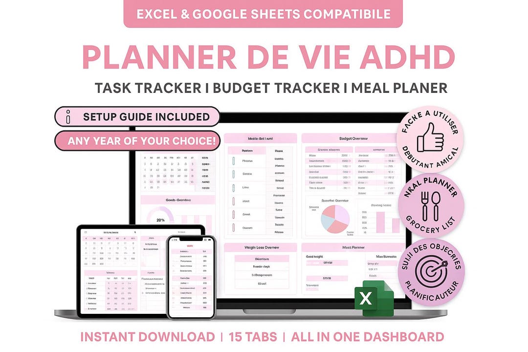 ADHD Life Planner Spreadsheet Google Sheets Task to Do List Template ...