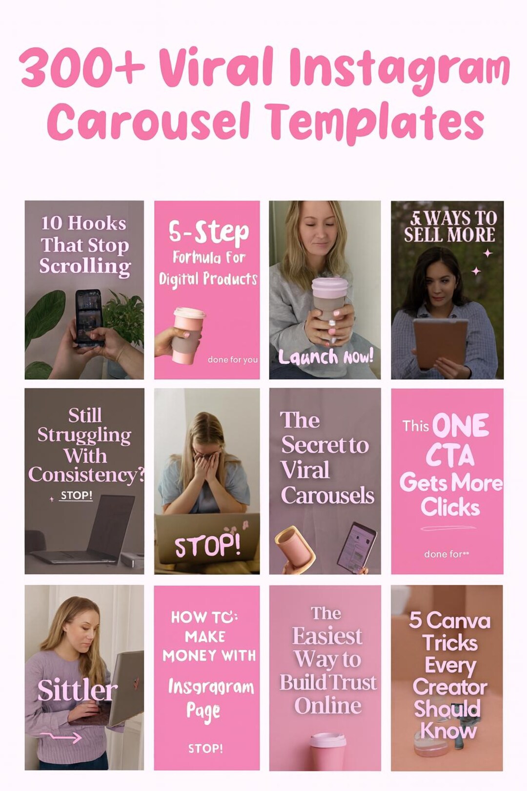 Viral Aesthetic Carousel Templates for Instagram and Tiktok, Editable ...