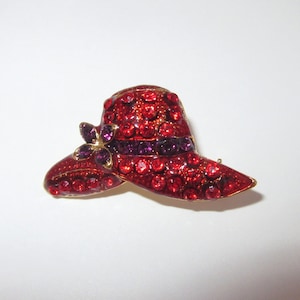 Vintage Red Hat Brooch