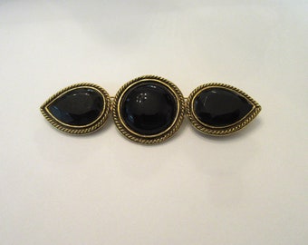 Carol Dauplaise Black and Gold-Toned Brooch