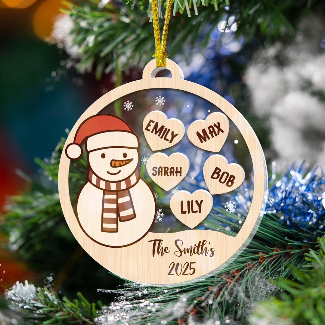 Personalized Snowman Family Ornament – Custom Christmas Tree Decoration ...