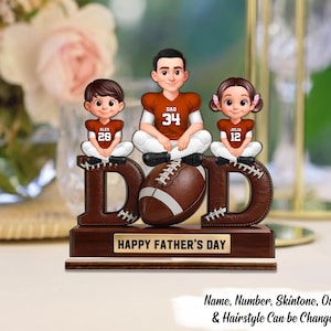 American Football Daddy's Dream Team - Personalized 2-Layered Wooden Plaque - Father's Day Gift For Dad, Touchdown Gift from Kids