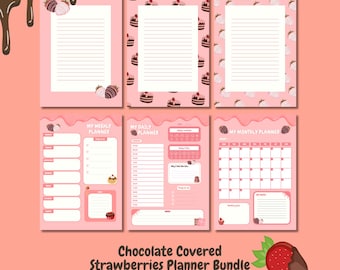 Planificador Chocolate y Fresa: Diario, Semanal y Mensual (Descarga digital)