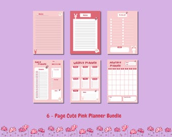 Pink Printable Planner Bundle – Daily, Weekly, Monthly (PDF)