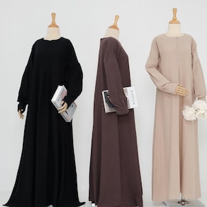 Cotton Blend Muslim Abaya Dress, Modest Islamic Prayer Gown, Daily Wear, Hajj Umroh Outfit