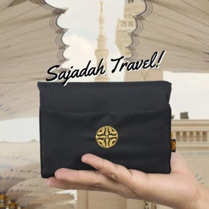 Sajadah - Tapete de viaje con bolsillo personalizado, para oración, para exteriores, antideslizante, bordado, regalo musulmán islámico, regalo para Eid, Hajj y Umrah